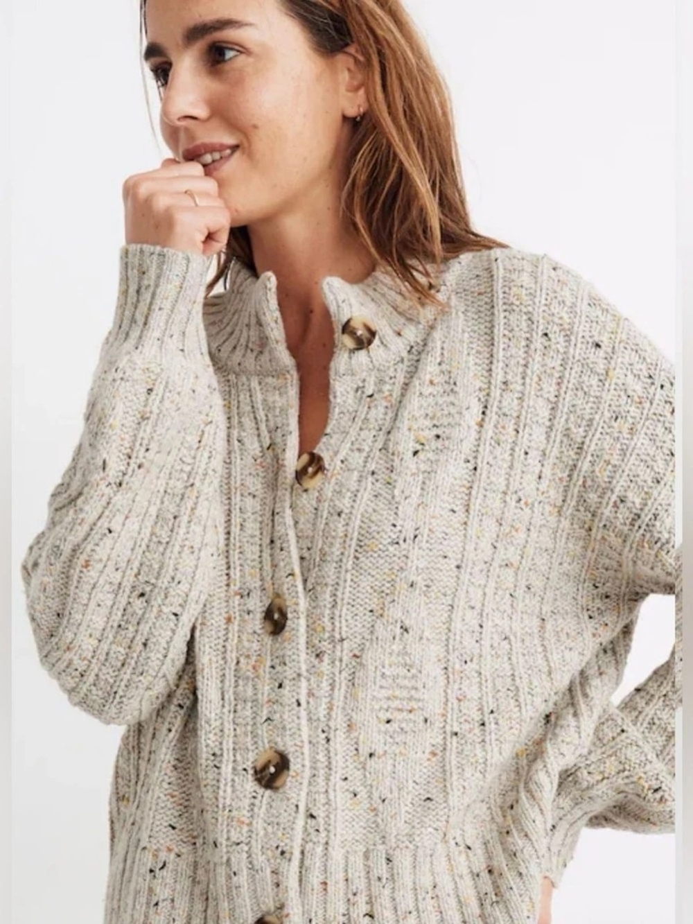 Madewell Maguire Cropped Chunky Cable Knit Sweater 🧶✨ Size Small
